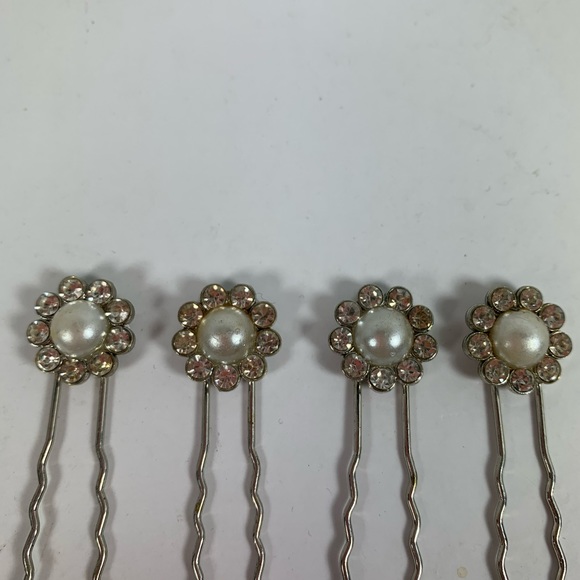 Hair Pins (4) Silver w/Rhinestones Dressy Updo - Picture 2 of 2